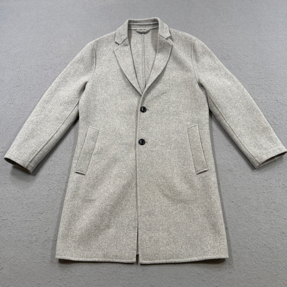 Zara Man Overcoat Men's Small Heathered Gray Button Front Long Sleek Outerwear